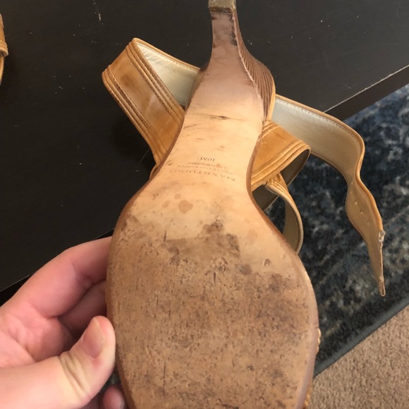 Max Studio Ankle Wrap Heels. Super sexy, tan 10 - Picture 3 of 5